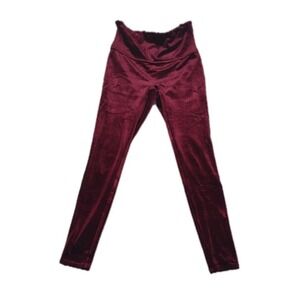 Auth SPANX Shiny Velvet High Waisted LEGGINGS-Rich Burgundy Size Large